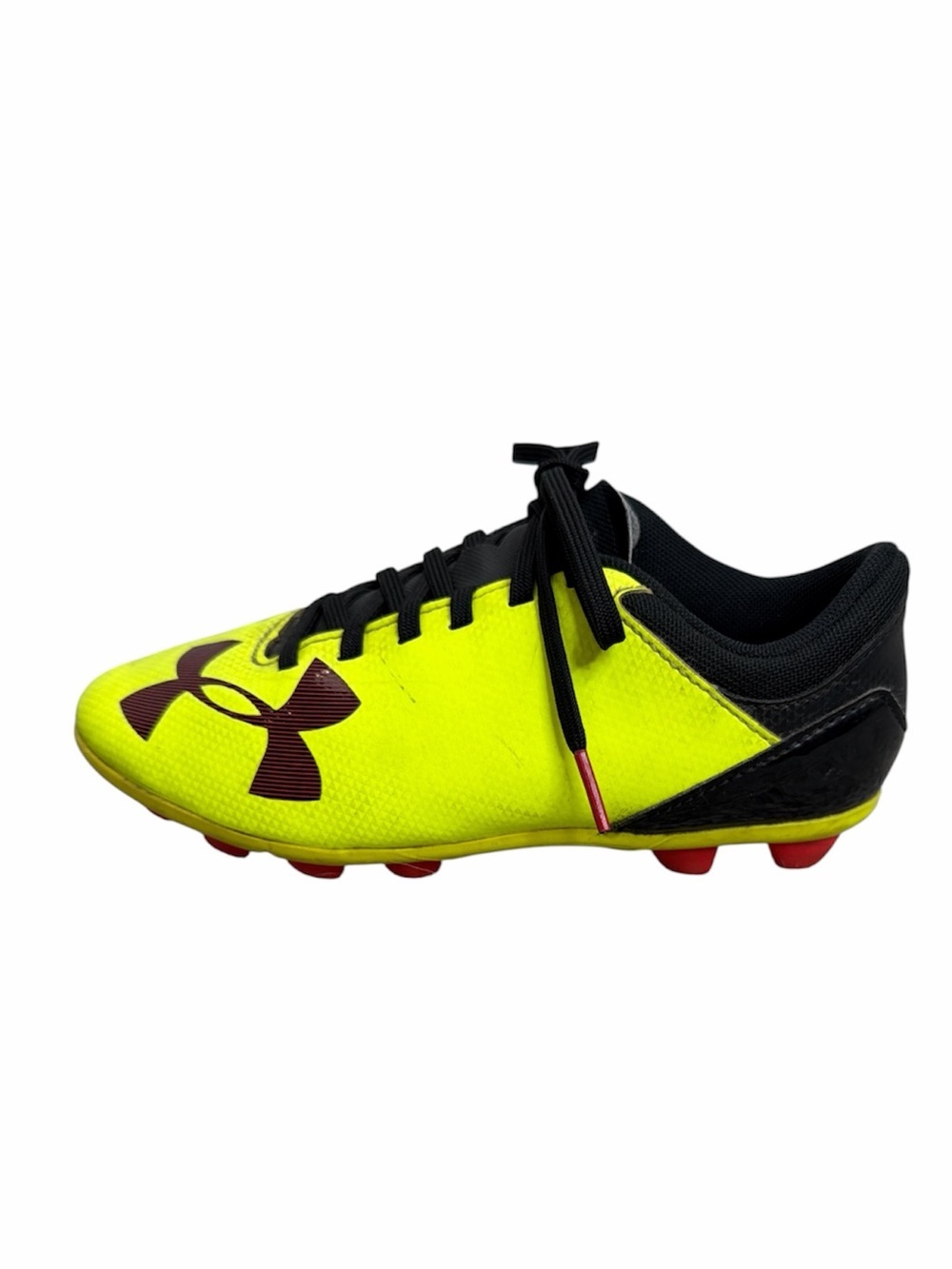 Under Armour yellow black red lace up kids youth soccer cleats 1Y